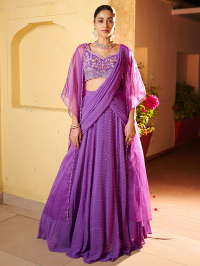 Modern Lavender Pre Draped Saree