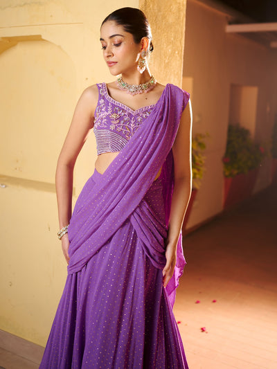 Modern Lavender Pre Draped Saree