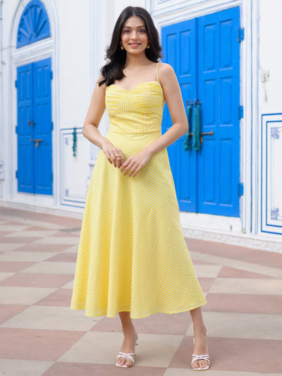 Sunshine Checked Midi Dress