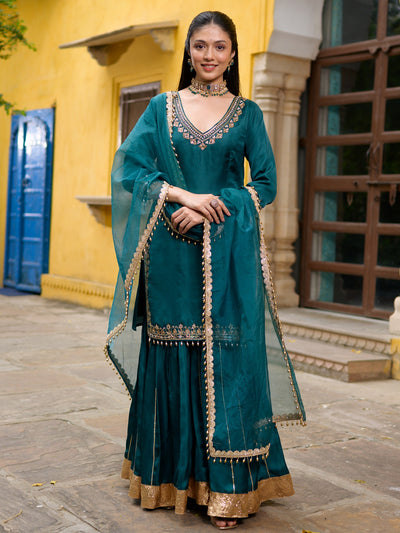 Teal Green Sharara Set