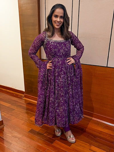 BHANDHEJ BAAGH Purple Anarkali Set
