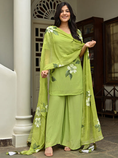 Green Handbrush Sharara Set