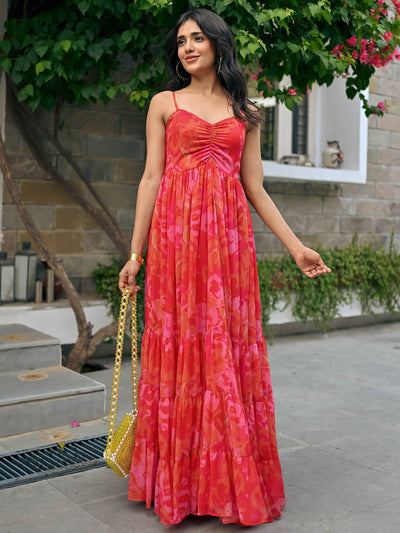 Ayla Printed Chiffon Dress