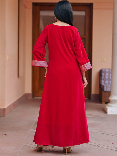 Red Velvet Kurta Set