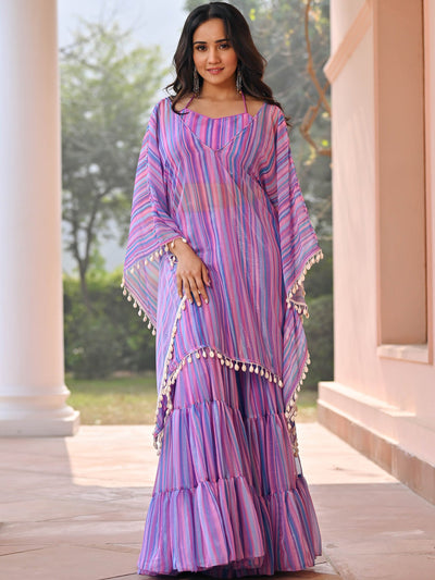 Purple Stripes Three Piece Set