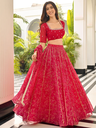 BHANDHEJ BAAGH Pink Lehenga Set