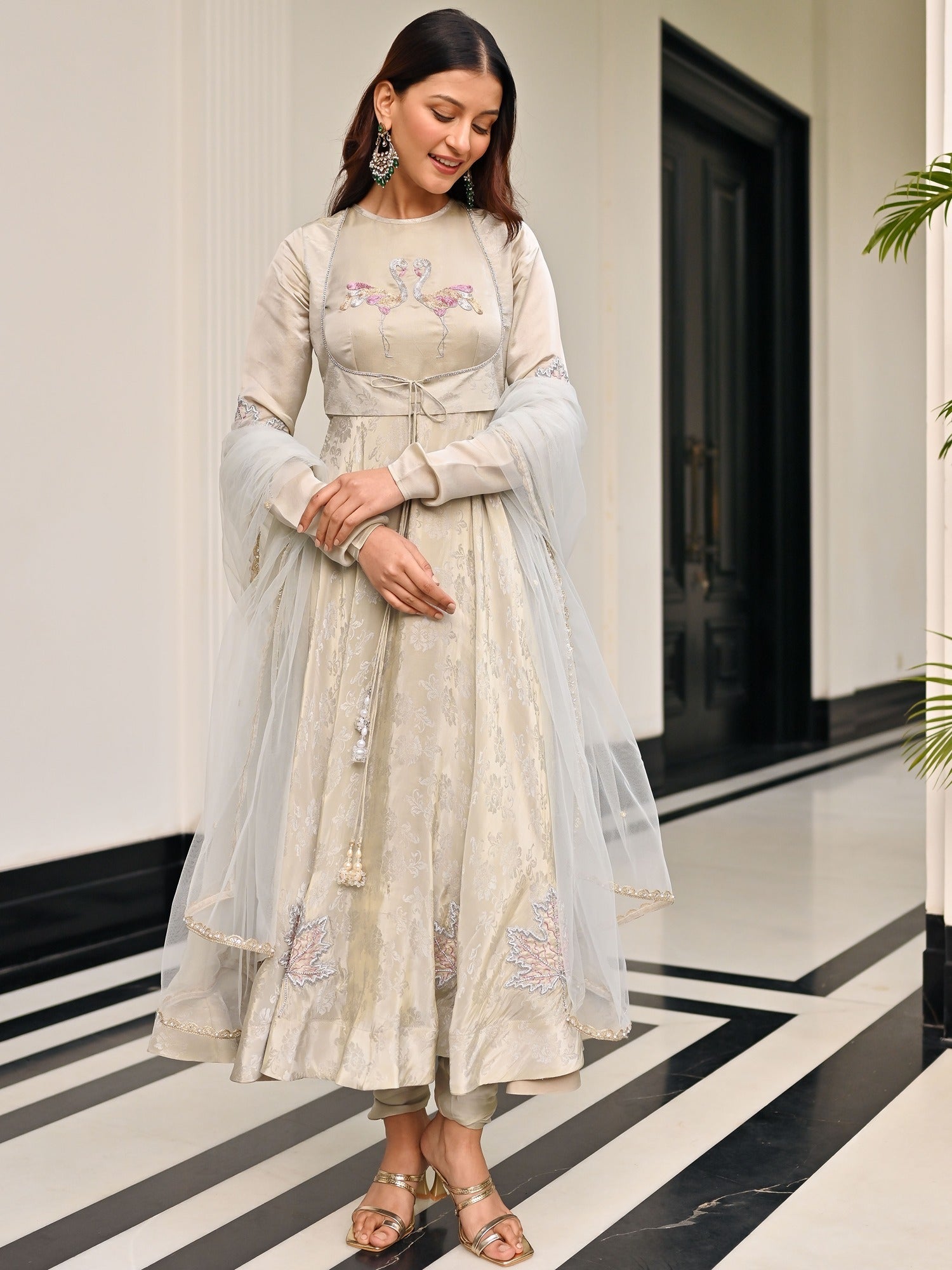The Royals White Anarkali Set XXL