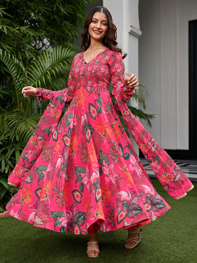 Tropical Radiance Pink Anarkali set