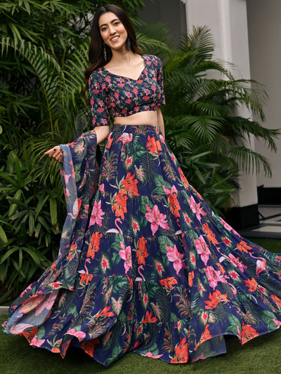Tropical Radiance Blue Lehenga set