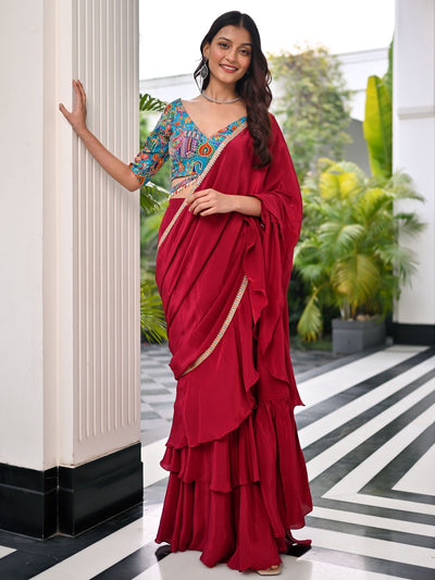 Drama Maroon Saree
