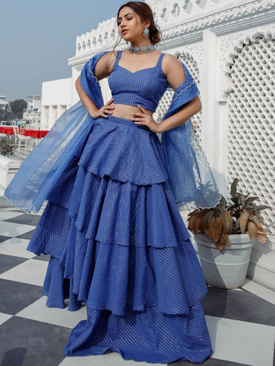 Blue Lehenga Cotton Set