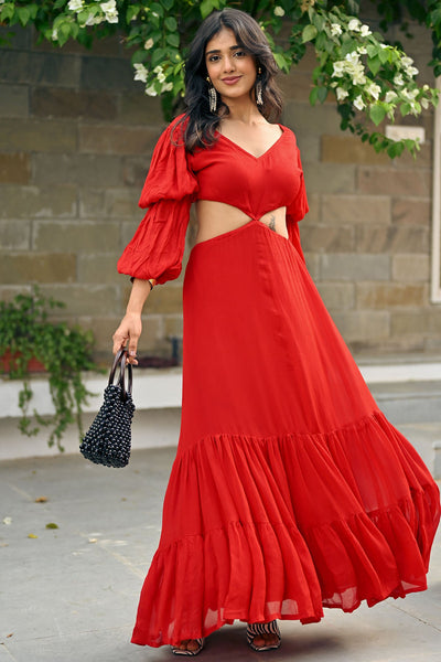 Kristina Red long Dress