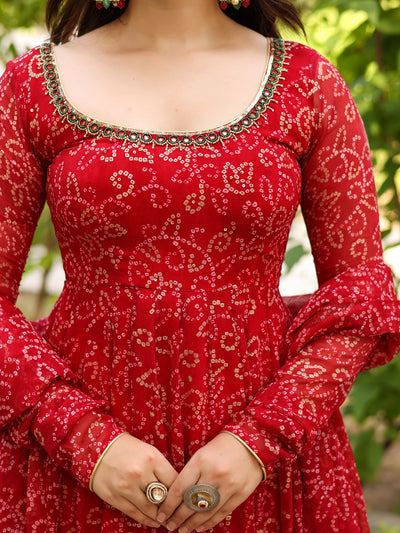 BHANDHEJ BAAGH Red Anarkali