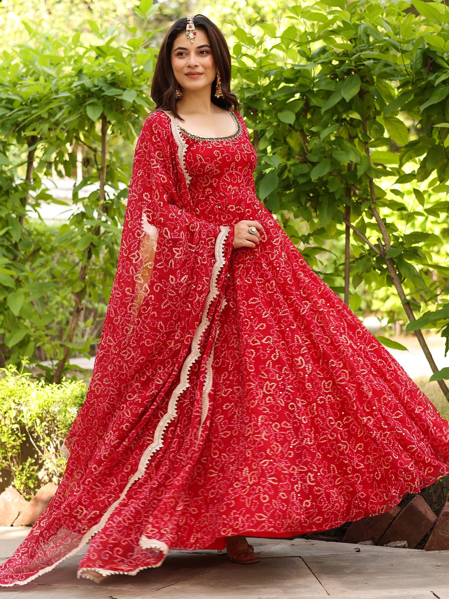 BHANDHEJ BAAGH Red Anarkali