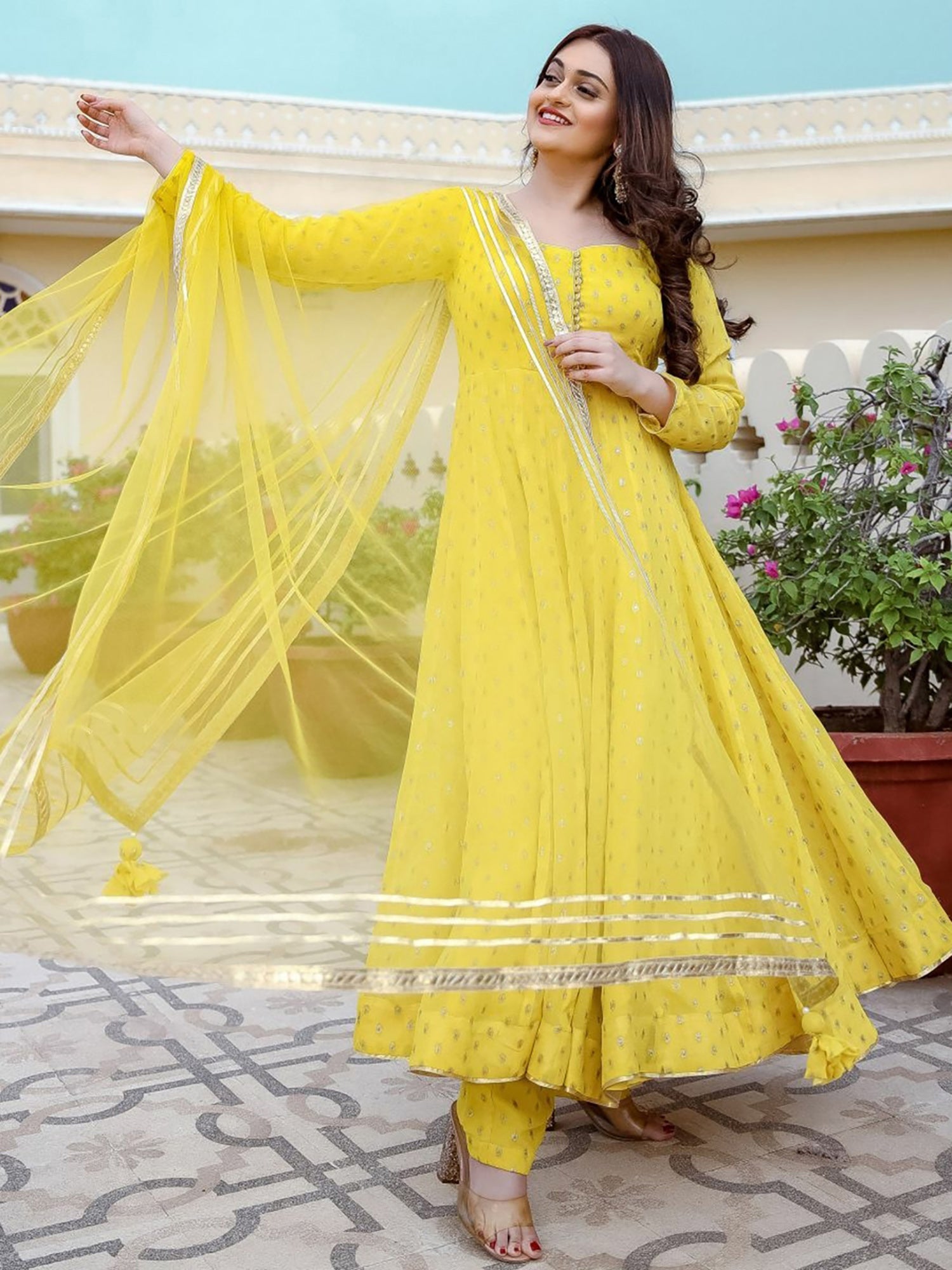 Buy Yellow Georgette Anarkali Set Lavanya The Label