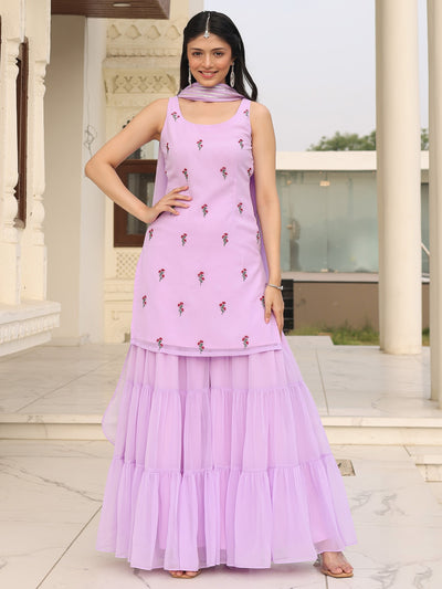 Poo's Iconic Purple Sharara Set