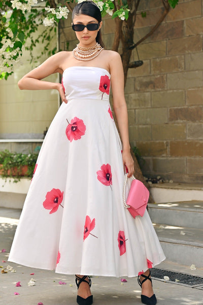 White Floral Tube Dress