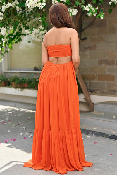 Rose Orange Tube Long Dress