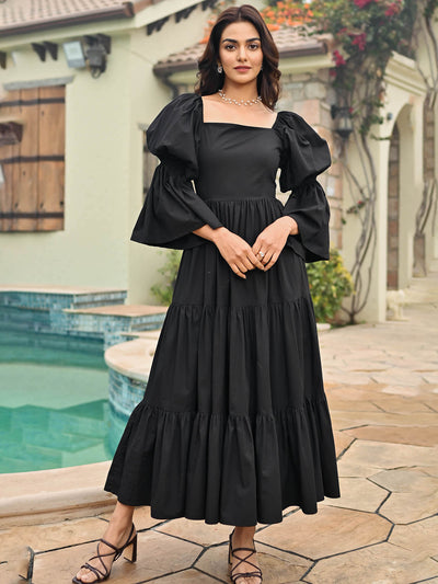 Galina Black Tired Dress