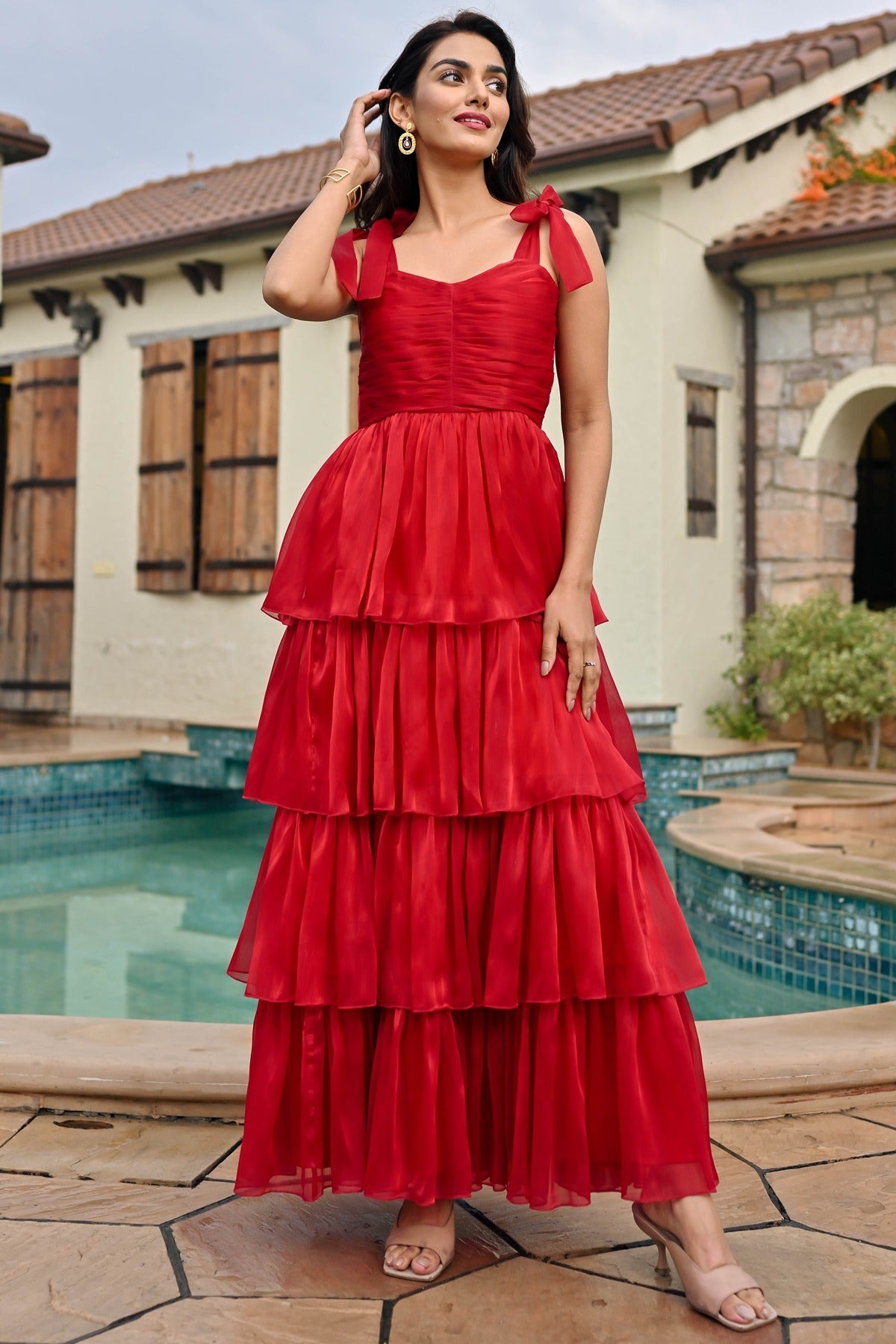 Amica Red Tier Dress Amica Red Tier Dress
