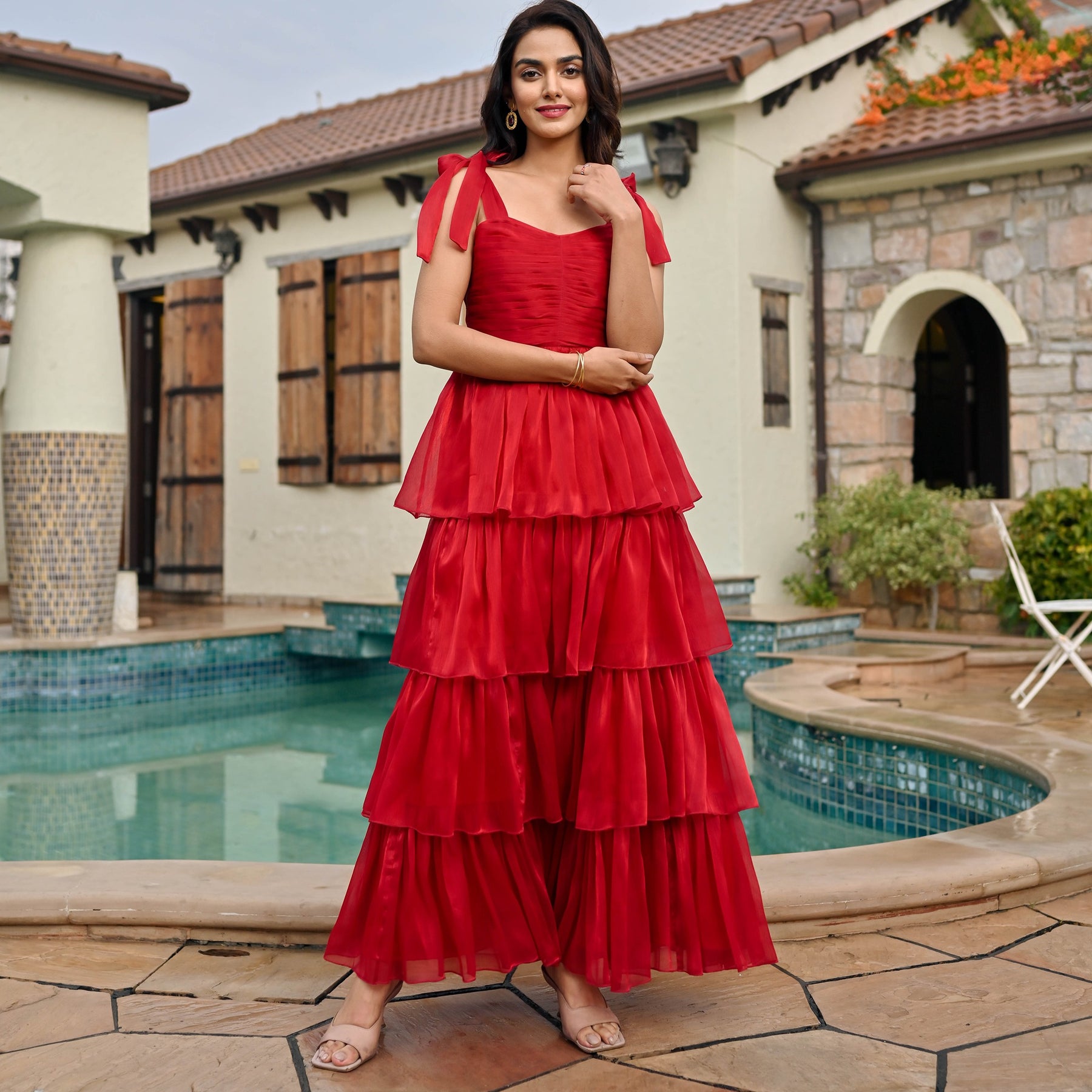 Amica Red Tier Dress