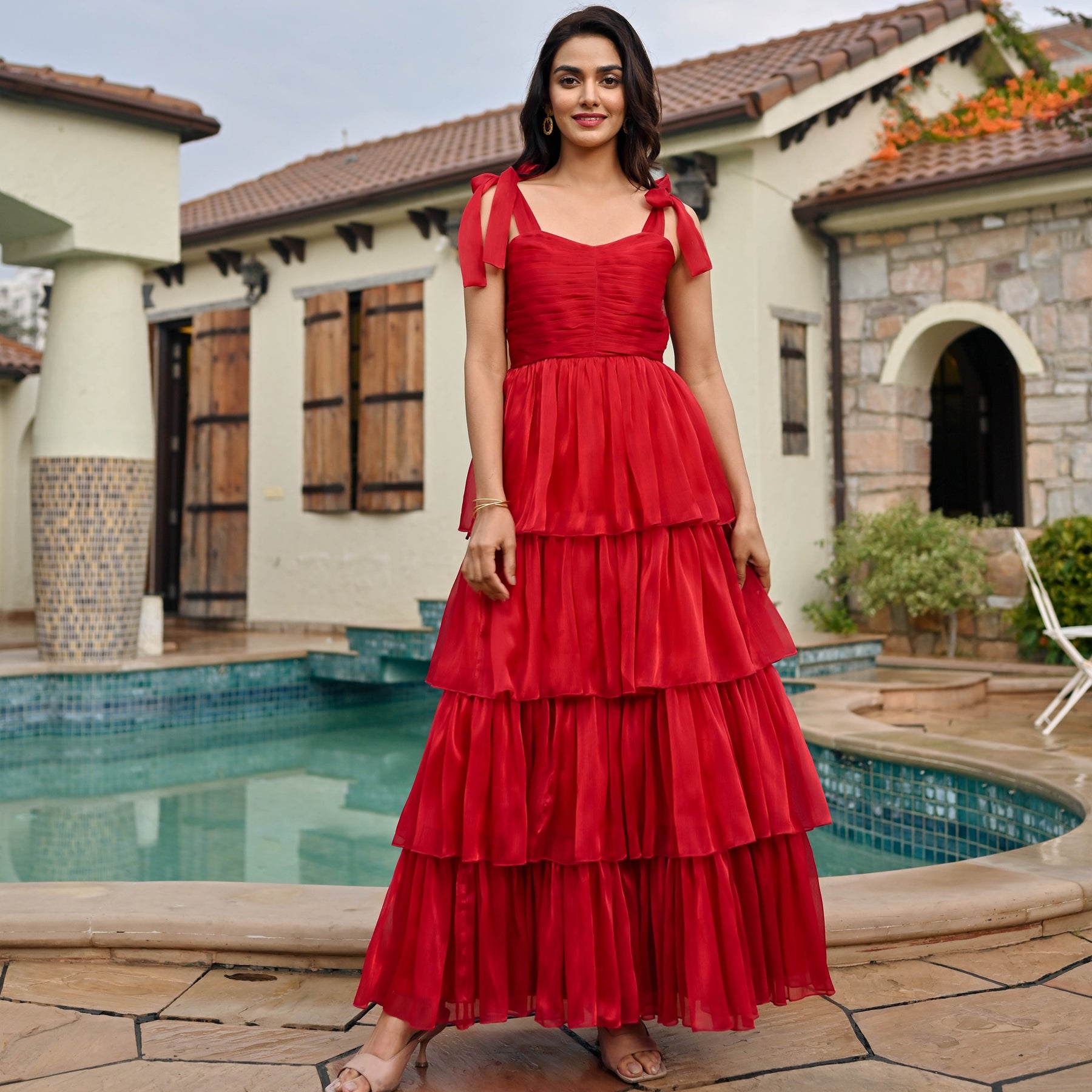 Amica Red Tier Dress