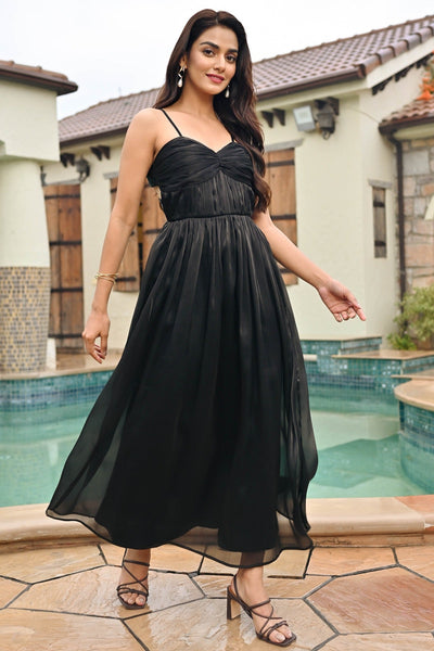 Misa Shiny Black Dress