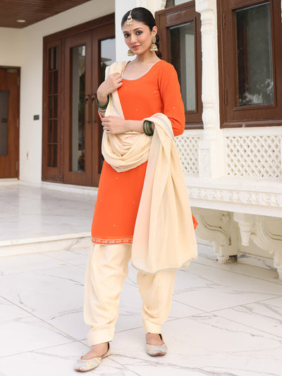 Orange & Beige Contrast Patiala Set