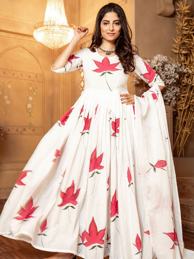 White Hand brush Dress Set