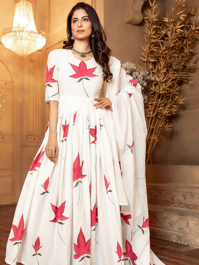 White Hand brush Dress Set