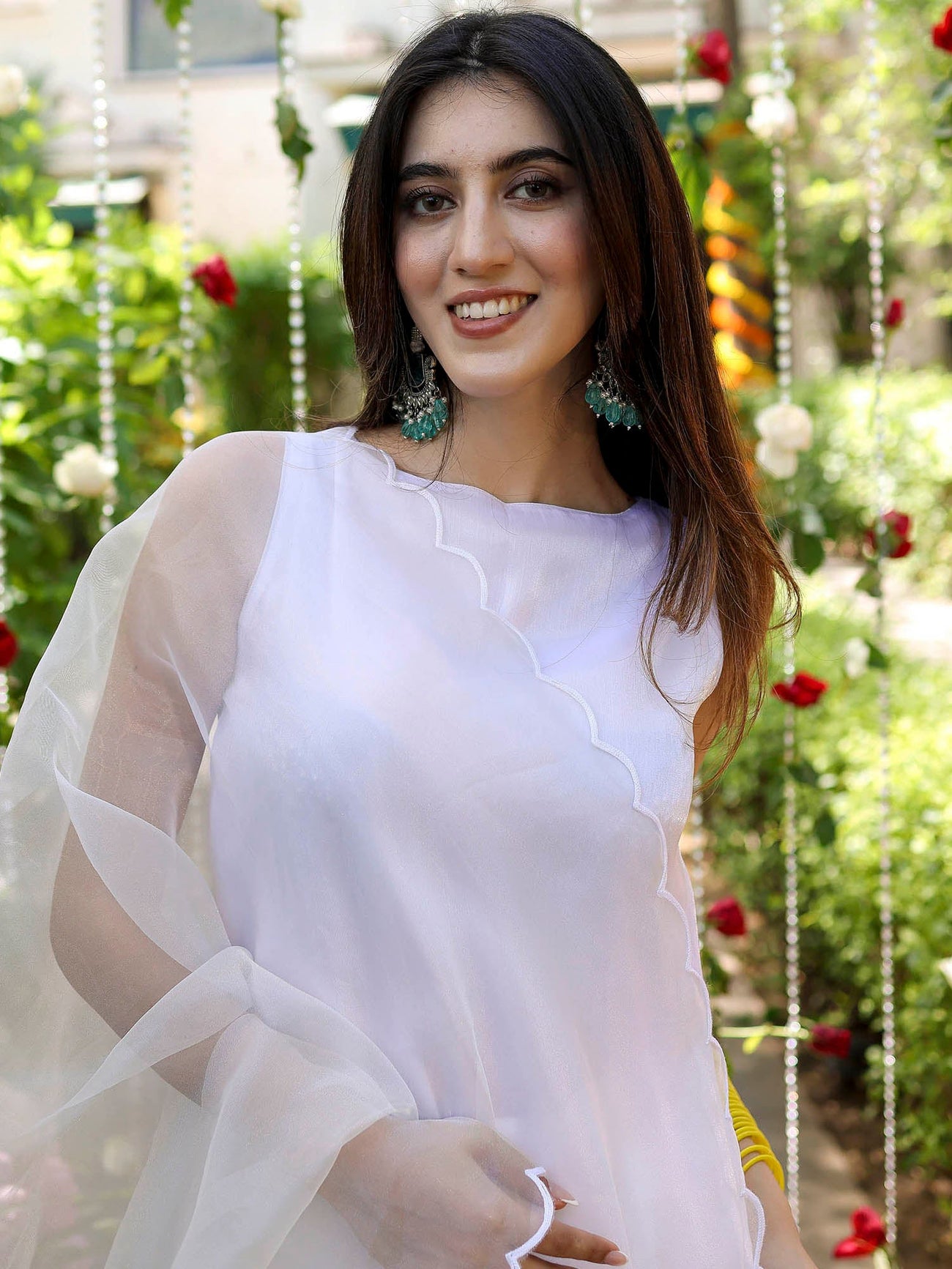 Rust White Embroidered Kurta Set main image 1