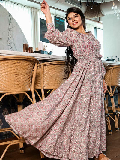 Anarkali Style Floral Print Dress