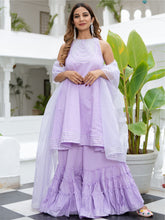 Lavender Cotton Flared Kurta and Palazzo Set