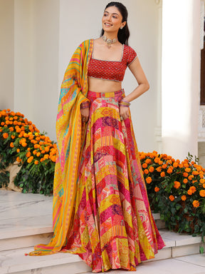 Red Multi Lehenga set