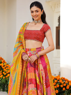 Red Multi Lehenga set