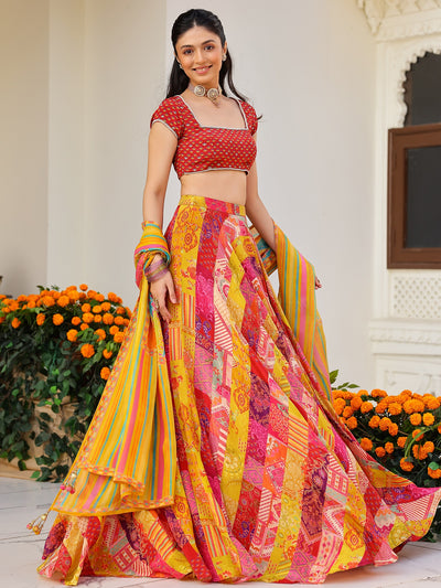 Red Multi Lehenga set