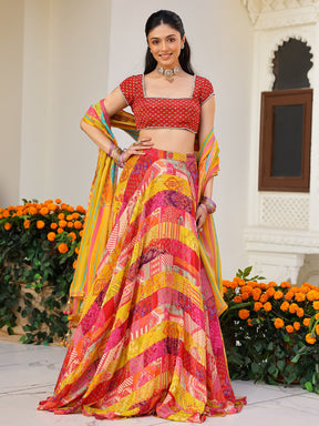 Red Multi Lehenga set