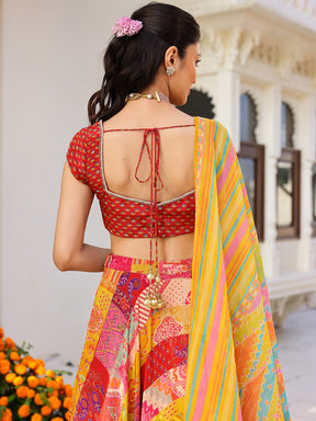 Red Multi Lehenga set