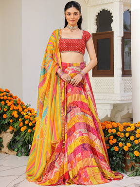 Red Multi Lehenga set
