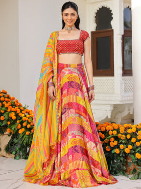 Red Multi Lehenga set