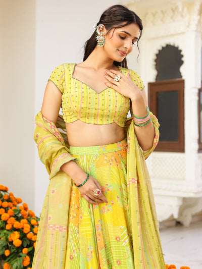 Green Multi Lehenga Set