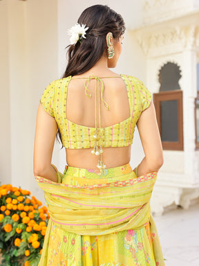 Green Multi Lehenga Set
