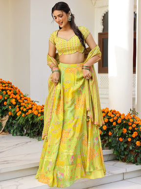 Green Multi Lehenga Set
