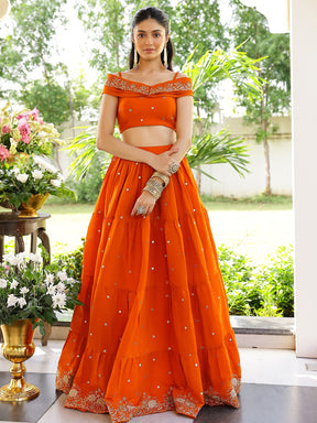 Orange Western Lehenga Set