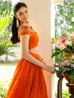Orange Western Lehenga Set