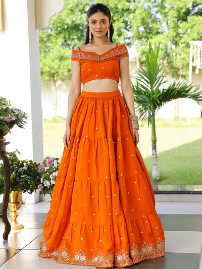 Orange Western Lehenga Set