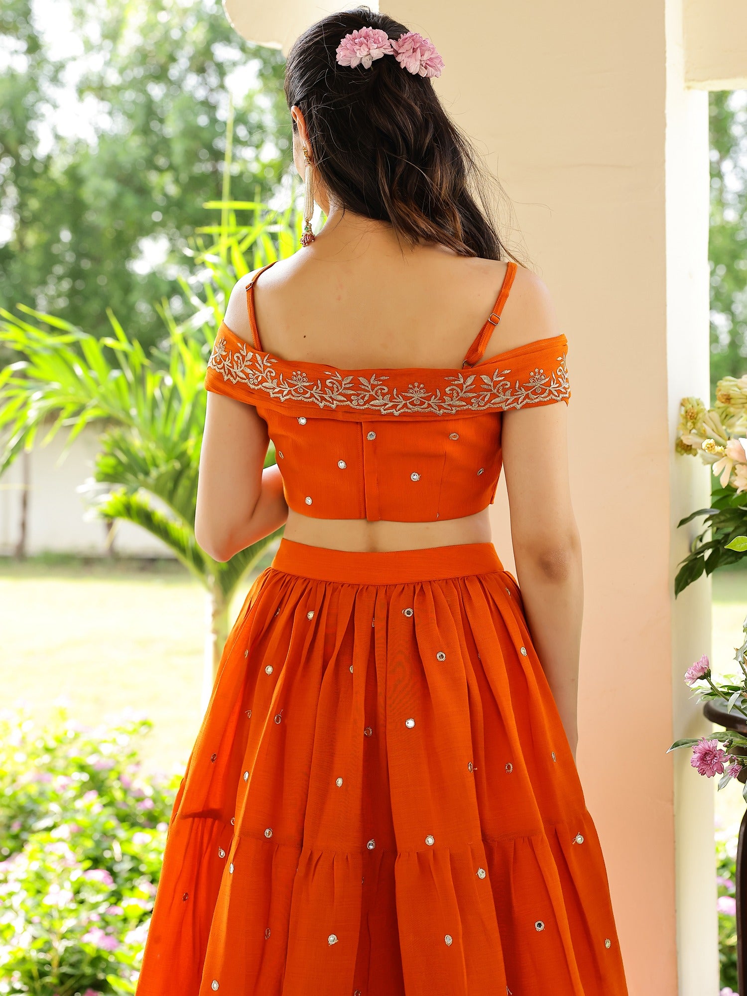 Orange Western Lehenga Set