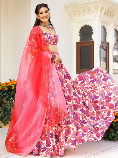 Multi Printed Lehenga Set