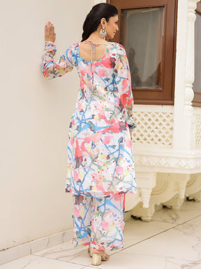 White Printed Kurta Set