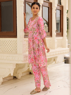 Pink Printed Kurta Set